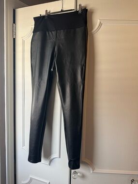 ASSETS Navy Faux Leather Trim Pant